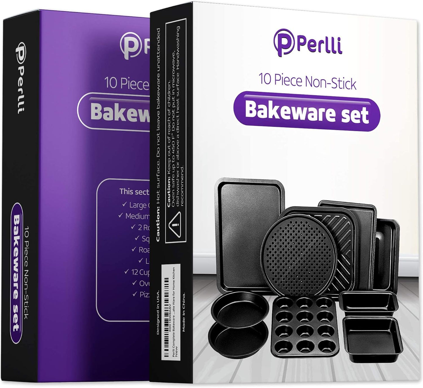 10-Piece Nonstick Bakeware Set, Carbon Steel Pans, Gray