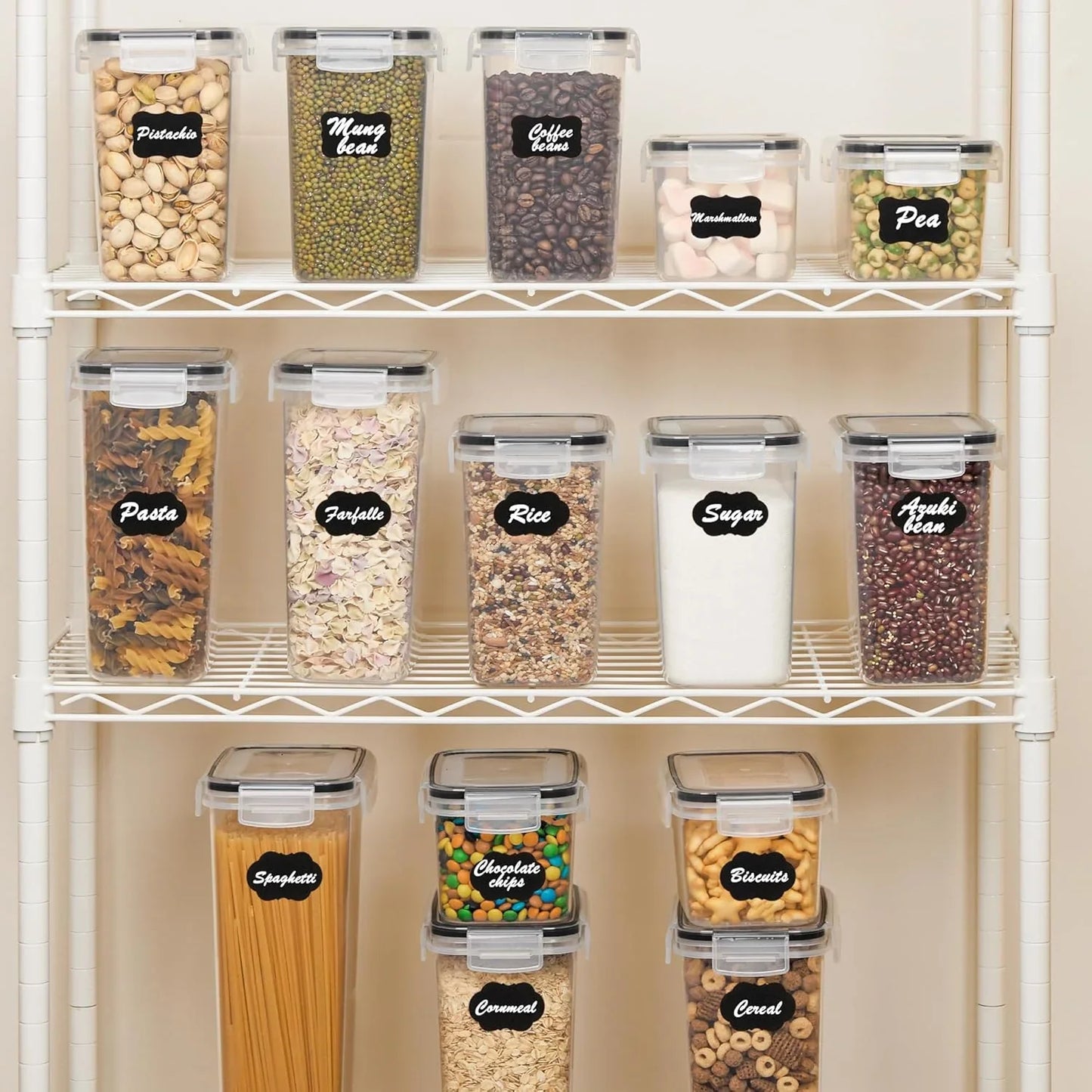 24-Piece Airtight Pantry Storage Containers Set with Labels