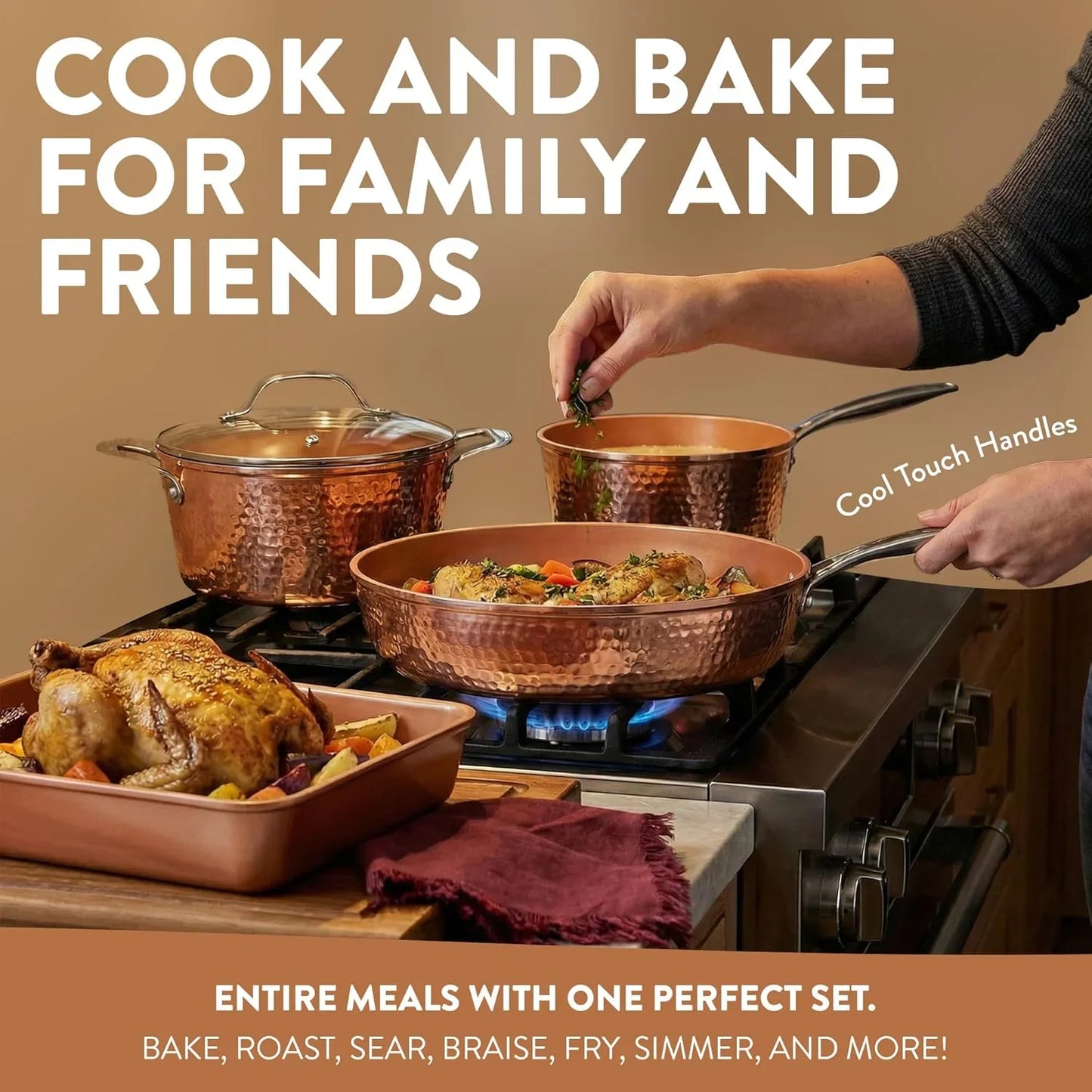 Hammered 24-Piece Ceramic Nonstick Cookware & Bakeware