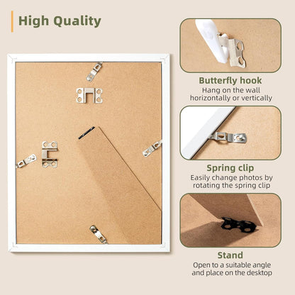 8X10 Picture Frame Set of 6, Wall or Tabletop Display, White6