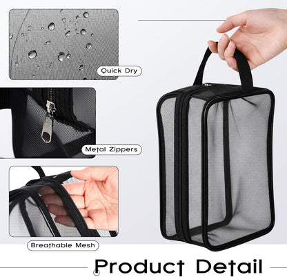 3 Pack Mesh Shower Caddy for Women Men Travel Toiletry Bags Portable Gym Mesh Toiletry Caddy Hanging Cosmetic Organizer Waterproof Travel Bags College Dorm Camping Essentials(Black Gray Blue)3