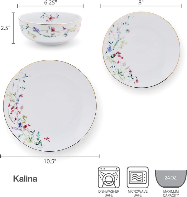 Kalina Metallic 24 Piece Dinnerware Set, Service for 84