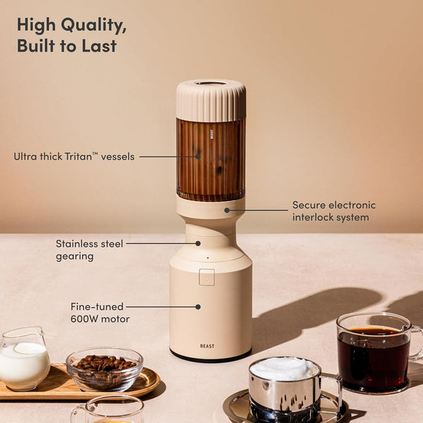 Beast Mini Blender Plus, Countertop Blender, Sand, 600W | Blend Smoothies, Shakes, Dressings, Sauces & Dips, Extra Tritan Vessels, Straw Cap & Straws Included2