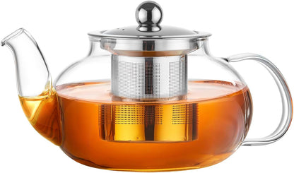 Tea Pot for Stove, 20 Oz Stovetop Clear Glass Teapot with Infuser | Removable 18/8 Stainless Steel Tea Infuser in a Glass Tea Kettle Works as a Loose Leaf Tea Steeper, Tea Maker or Tea Brewer1