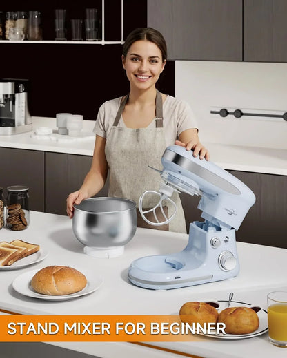 Stand Mixer 3.4QT Kitchen Electric Standing Mixer 6+P Speed 3-In-1 Blue | Household Mixers with Whisk,Dough Hook,Flat Beater&Splash Guard, Small for Baking Cheesecake and Bread in Kitchens8