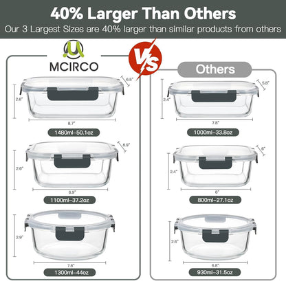 30 Piece Extra Large Glass Food Storage Containers with Lids,Gray2
