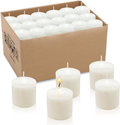 10 Hour White Votive Candles for Weddings Party Spa and Emergency, Set of 36 Unscented Bulk Candles for Restaurants and Home Decoration1