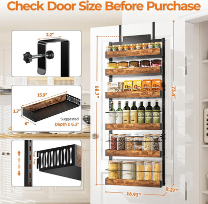 6 Tier over the Door Pantry Organizer Storage Spice Rack Adjustable Basket2