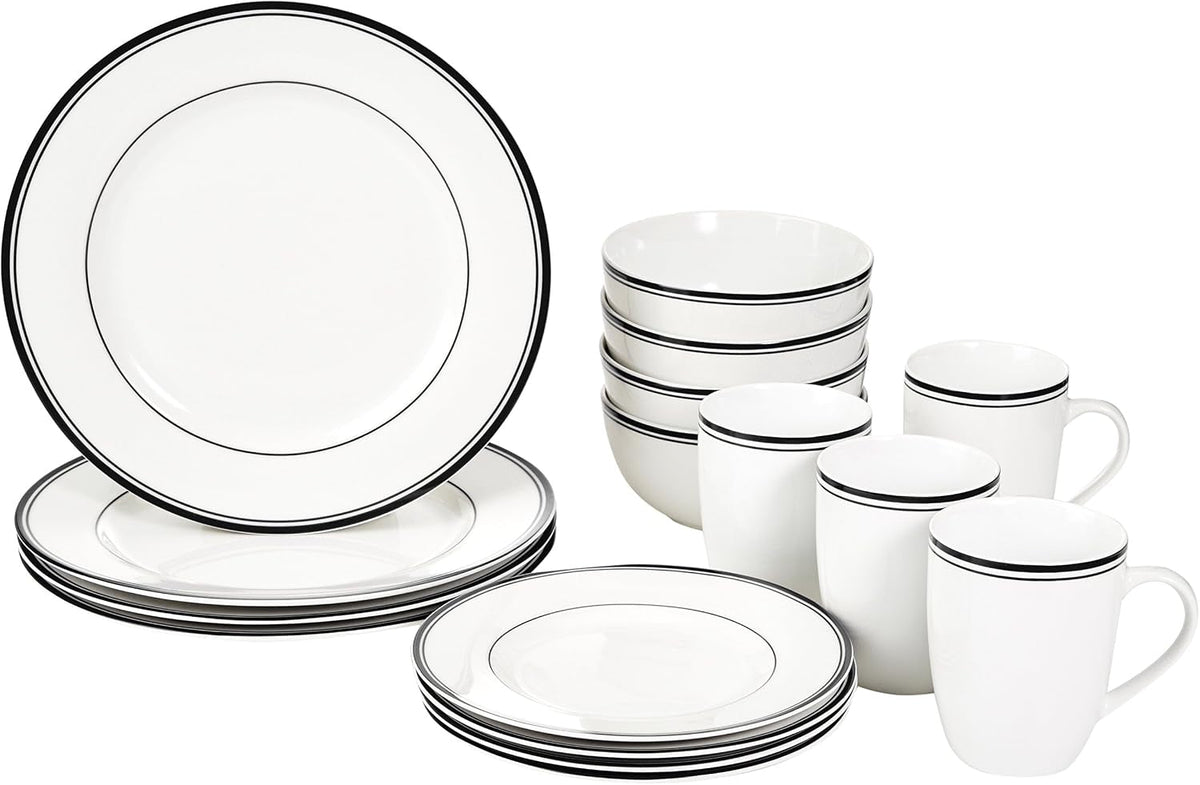 16-piece-cafe-stripe-dinnerware-set-microwave-and-dishwasher-safe-plates-bowls-mugs-service-for-4-black