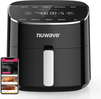 Brio plus Air Fryer 8 Qt, New & Improved, Pfas-Free Ceramic Coating | 7 Digital One-Touch Modes: Air Fry/Bake/Roast/Dehydrate/Toast/Reheat/Preheat; 150 Presets; 50°F-400°F; 700/1500/1800W; Black1