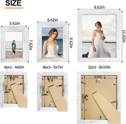 Collage Picture Frames Set of 10, Wall Decor for Mounting or Tabletop Display, Family Photo Gallery Frame Set - Multi Sizes Including Two 8X10, Four 5X7, Four 4X6, HD Glass, Rustic Wood5