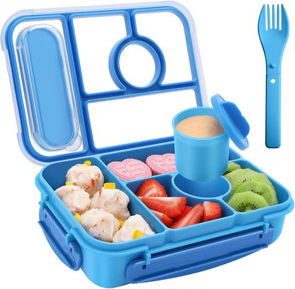Bento Box Adult Lunch Box Kids,Lunch Containers for Adults/Kids/Toddler,5 Compartments Bento Lunch Box with Sauce Vontainers,Microwave & Dishwasher & Freezer Safe,Bpa-Free (Blue)1