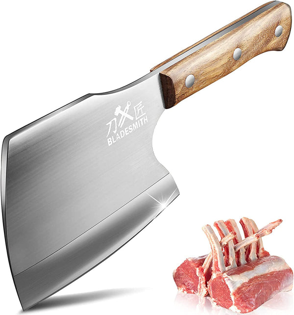 Meat Cleaver Butcher Axe Bone Chopper Heavy Duty - 6.3'' Bone Cutting Knife Bone Breaker, Stainless Steel Thicken Blade & Pear Wood Handle, Slaughterhouse Looks Manly,2025 Gifts1
