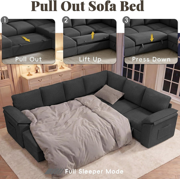 108 in L Shaped Modular Sectional Sofa Couch for Living Room, Dark Grey7
