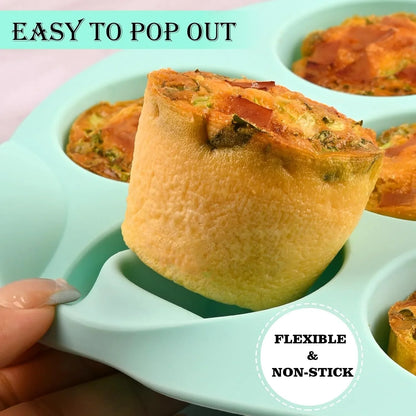 2 Pack Silicone Egg Bite Molds for Air Fryer, Nonstick 7 Cups Air Fryer Muffin Pan for Baking Egg Bite, Mini Muffins, Tart, Mini Cupcake and Quiche (Pink + Green)5