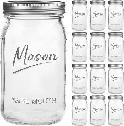 Mason Jars 32 Oz,12 Pack Quart Wide Mouth Mason Jar with Airtight Lids,Glass Canning Jars for Fermenting, Pickling,Meal Prep,Overnight Oats & Centerpieces1