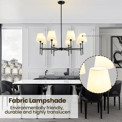 Dining Room Chandeliers Light - Modern Black Chandelier, 8-Light Metal Farmhouse Dining Room Light Fixture, Hanging Pendent Lighting for Kitchen Living Room Foyer3