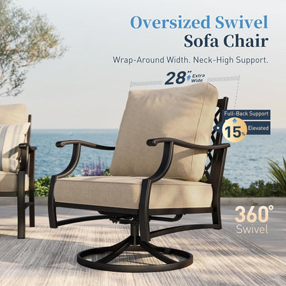 5 PCS Patio Furniture Set, Metal Couch3