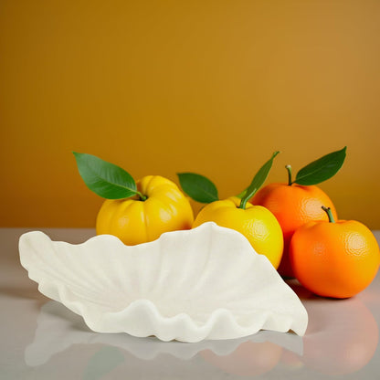 Off-White Large Decorative Bowl - 16” Fruit/Key/Purse Bowl for Home Decor - Coffee Table & Entryway Table Decor - Scalloped Ruffle Bowls - Unique Centerpiece Bowls(Big)8