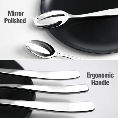 18/10 Silverware Set for 8, 40 Piece Stainless Steel Flatware Set Cutlery | Rust Proof Mirror Polished Knives Forks Spoons Utensils, Dishwasher Safe for Dinner Home Kitchen,Wedding Party4