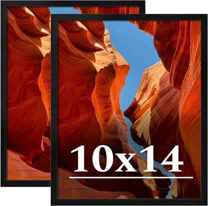 10X14 Picture Frame Set of 2, 10 X 14 Black Picture Frame with HD Plexiglas, 10 by 14 Poster Frame, Display Frame for Vertical or Horizontal, Presenting Spatial Aesthetics-Form & Light Series1