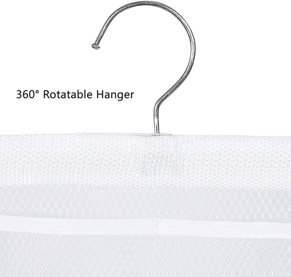 6 Storage Pockets Hanging Mesh Shower Caddy,Space Saving Bathroom Accessories and Quick Dry Bath Organizer with Hanger,White3