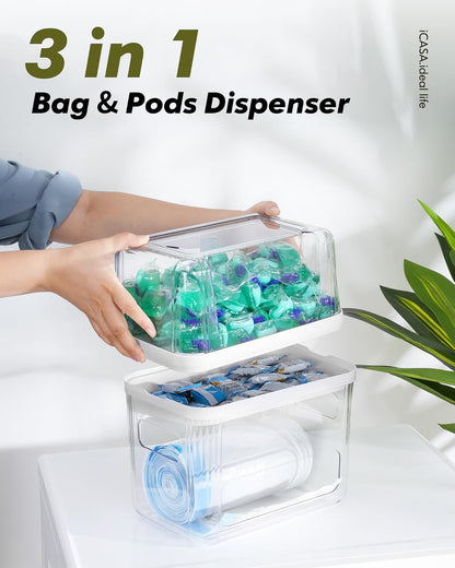 Trash Bag Dispenser Dishwasher Pods Container under Sink Organizer2