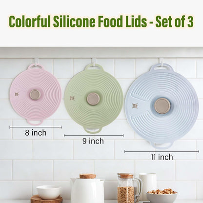 Silicone Lids for Bowl 3 Pack, Microwave Splatter Cover with 3 Sizes Reusable Heat Resistant Lids Fits Bowls, Plates, Pots, Pans, Skillets, Stove Top, Oven, Fridge Dishwasher Safe2