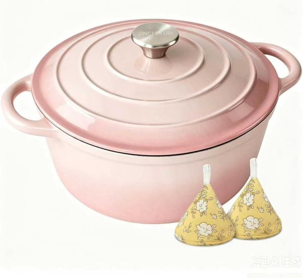 5 Qt Enameled Cast Iron Dutch Oven with Lid, Pink | for Sourdough Bread Baking, Oven Safe to 500°F, Works on All Stovetops, Serves 4-61