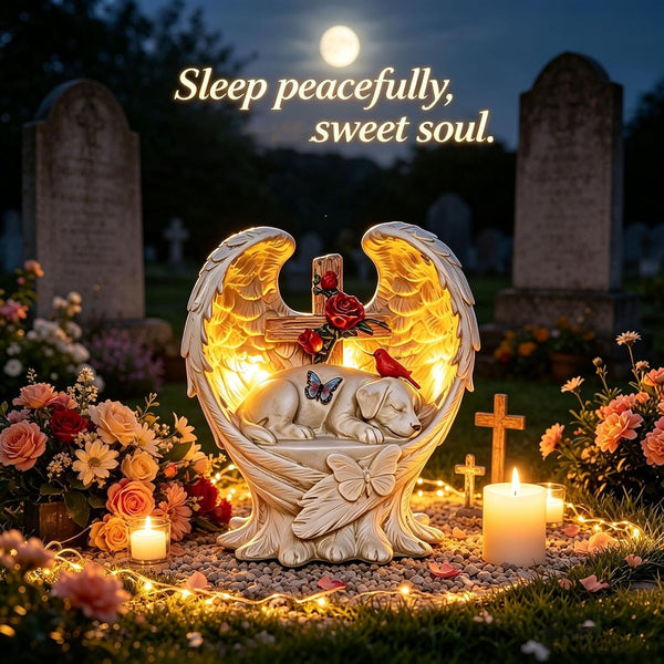 Solar Dog Memorial Stone with Wings Cross Cardinal Passing Away Gift7