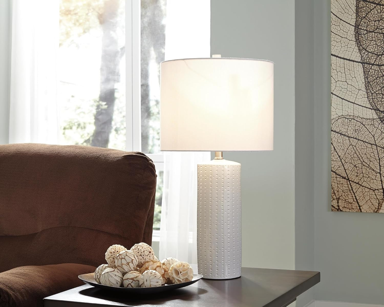 signature-design-by-ashley-table-lamp-set-of-2-white-ceramic-3-way-textured-white-ceramic-base-with-soft-drum-shade-25-inch-height-elevates-living-room-end-tables-steuben-series