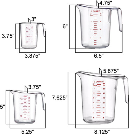 '- Melissa - Plastic Measuring Cups (4-Piece Set), Food-Grade Measuring Jugs, 1/2/4/8-Cup Capacity, Unbreakable, Stackable, Dishwasher-Safe, Great for Oil, Vinegar, Flour, and More5
