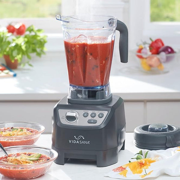 Princess House Vida Sana Blender for Smoothies, Soups, Dips and More, 1500 Watts, Stainless Steel Blade, 4 Preset Functions, Large, Grey, Professional Blender, Easy Clean1