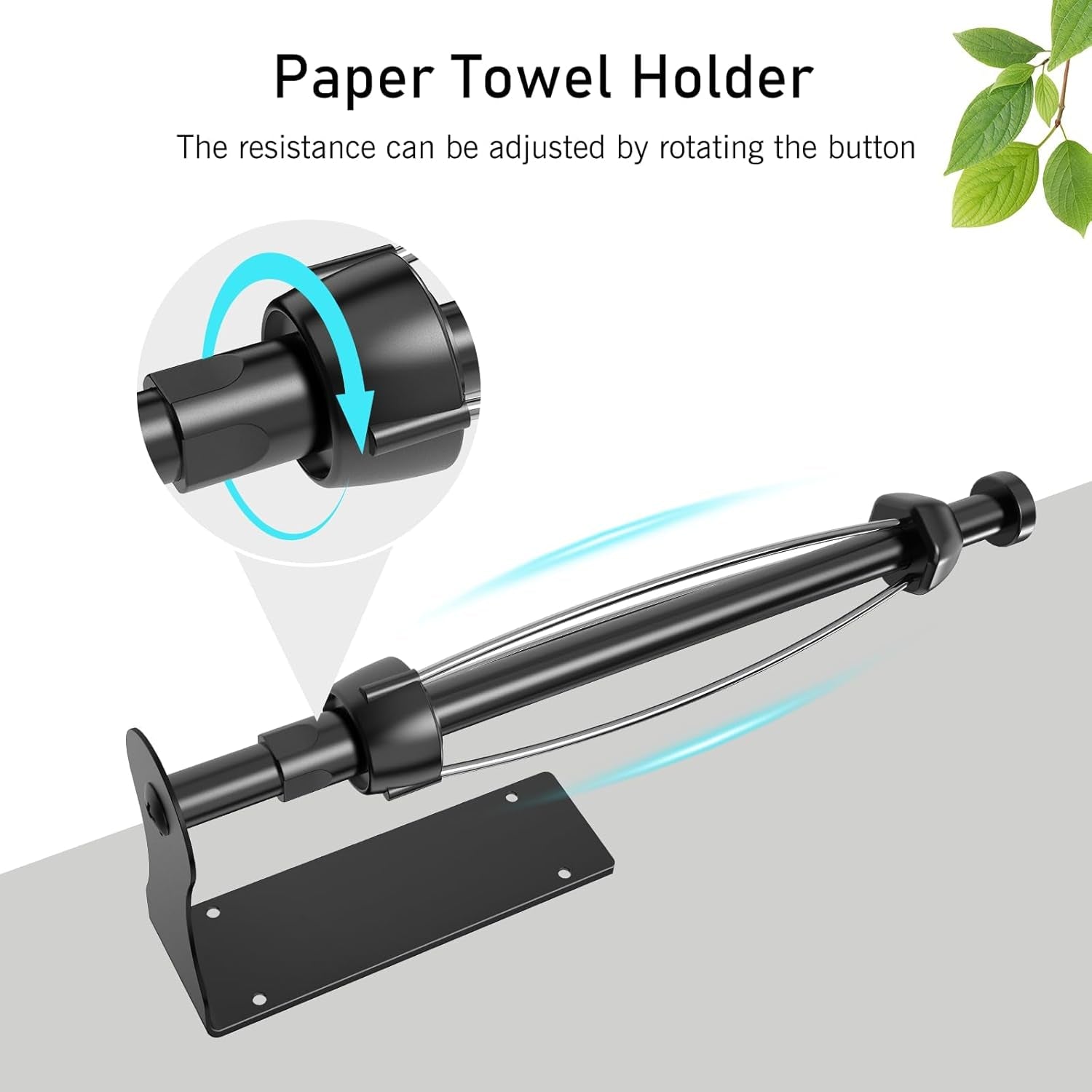 paper-towel-holder-single-hand-operable-paper-towel-holder-under-cabinet-with-adjustable-damper-easy-tear-wall-mount-self-adhesive-or-drilled-for-kitchen-bathroom-black