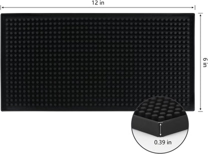 Bar Mat, 12"X6" Non-Slip PVC Mats for Home Coffee Bar Countertop | Versatile for Coffee Drinks Cocktail Makers, Keep Bar Counter Tops Neat Tidy, Dry Dishes Cups Glasses, Hand and Machine Wash2