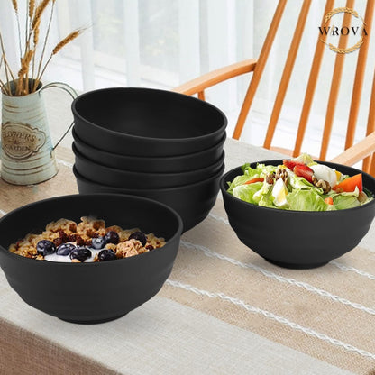 Wheat Straw Bowls Set 60 OZ Unbreakable Large Cereal Bowls Set of 6 Microwave and Dishwasher Safe Bowls Big Bowls for Camping and Picnic BPA Free Soup Bowl for Serving Oatmeal and Salad. Black7
