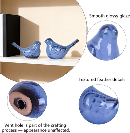 Ceramic Bird Figurines Home Decor, Blue Love Birds Statue for TV Stand Accent, Ceramic Snimals Sculpture Farmhouse Small Decor for Shelves, or Coffee Table, Book Shelf, Side Table Decorative7