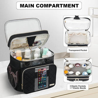Large Toiletry Bag for Women Men, Portable Shower Caddy College Dorm Essentials, 2 Layers Quickly Dry Mesh Bathroom Tote Bag, Hanging Makeup Organizer Bag for Travel, Gym, Camping (Black)6