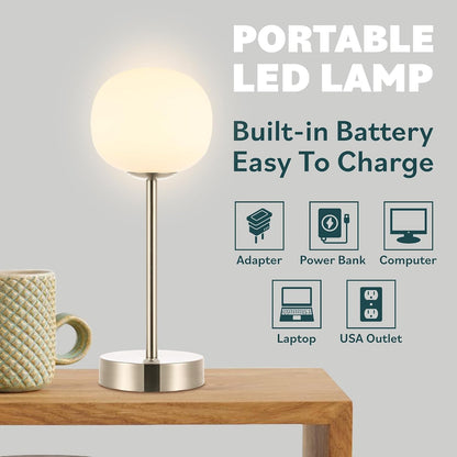 Natalia 12.25" Metal Rechargeable Table Lamp, Nickel5