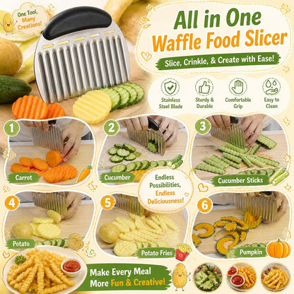 Large Crinkle Cutter French Fry Cutter, Stainless Steel Wavy Slicer | Large Crinkle Potato Slicer Wavy Chopper, Crinkle Cutting Chopping Tools with Handle8