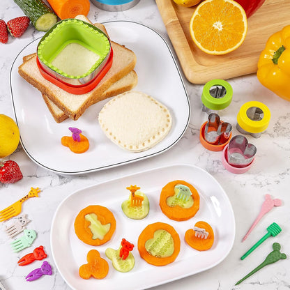 Sandwich Cutter for Kids Lunch 22 Pcs (LARGE) | Sandwich Maker, Cookie Cutters and Sealer Set, Stainless Steel, Bread Decruster, Dinosaur Mickey Heart Shape for Boys Girls7