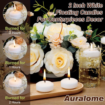 Floating Candles 2-Inch - 12 Pack White Unscented Floating Candles Smokeless Slow Burning Water Candle Set for Centerpieces Wedding Party Gifts Home Decor4