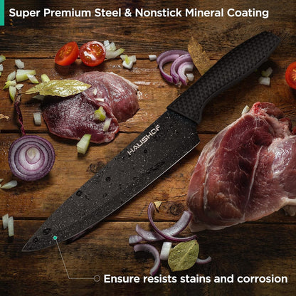 Kitchen Black Knife Set, 5 PCS Knife Sets with Arcylic Block | Teflon Coated Knives Set for Kitchen, Premium Stainless Steel, Ergonomic Handle, Great for Slicing, Dicing&Cutting4