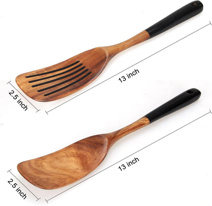 Wooden Spatula Set for Cooking Spoon Non Toxic Teak Kitchen Utensils Turner6
