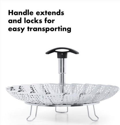 OXO Good Grips Steamer Basket - Stainless Steel, 8 Inch Diameter | Collapsible, Vegetable Steamer Insert, Adjustable Handle, Fits Multiple Pot Sizes, Dishwasher Safe4