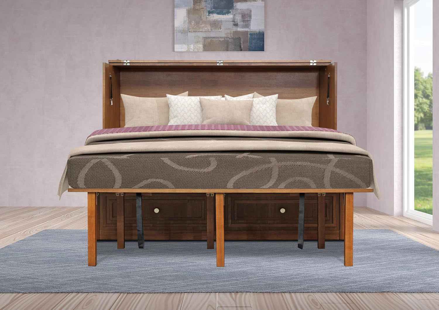 pompei-murphy-cabinet-chest-bed-with-charging-station-8-inch-queen-blonde-oak