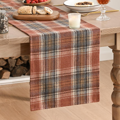 Rust Farmhouse Plaid Fall Table Runner 13X72 Inch | Holiday Kitchen Dining Table Decoration for Home Party Decor, Autumn Thanksgiving Rustic Check1