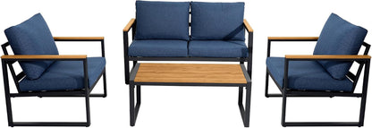 4 Pieces Metal Patio Furniture Set for Outdoor Balcony, Blue7