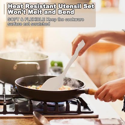 10 Pieces Silicone Cooking Utensils Set, Heat Resistant, Khaki5