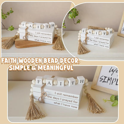 Farmhouse White Fake Decorative Books Wooden Box for Home Office Decor - Religion Christian Faith Aesthetic for Living Room, Console Table, Bookshelf, Tv Stand, Entryway4